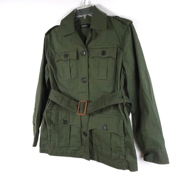 Ralph Lauren Belted Twill Field Jacket / Blazer Petite Women's Size 2P Green - Picture 4 of 9